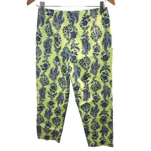 Bamboo Traders Green Blue Floral Patterned Cropped Side Zip Pants Sz 4 - Picture 2 of 7
